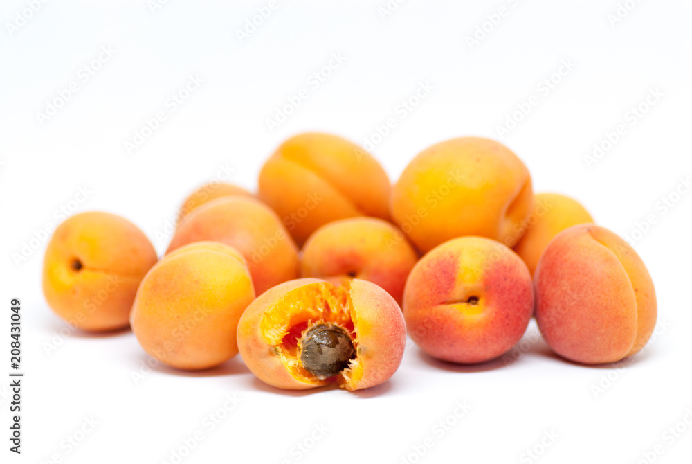 delicious ripe apricots on white delicious ripe apricots on white