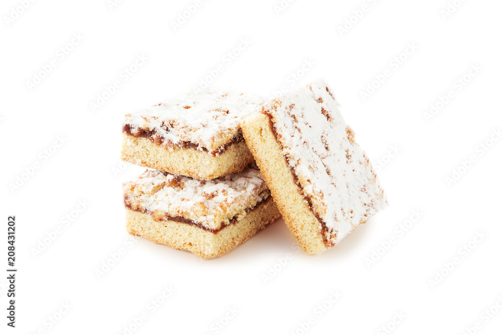 Victoria sponge cake with cream and jam filling. Yogurt Cake Dusted with Icing Sugar Victoria sponge cake with cream and jam filling. Yogurt Cake Dusted with Icing Sugar