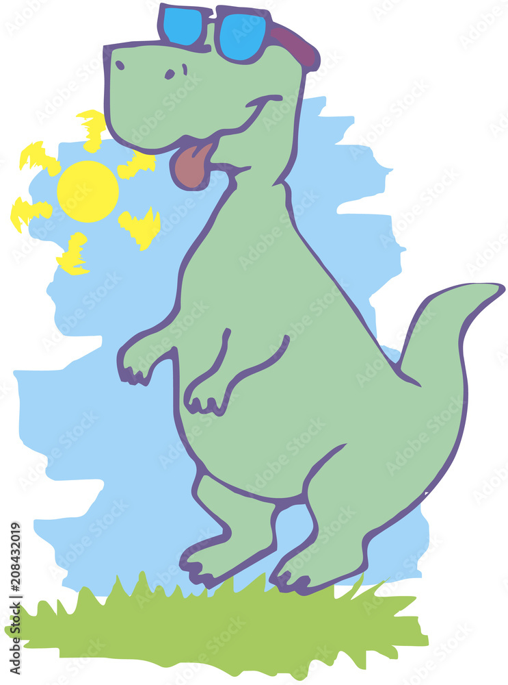 Vector illustration of funny cartoon dinosaur
