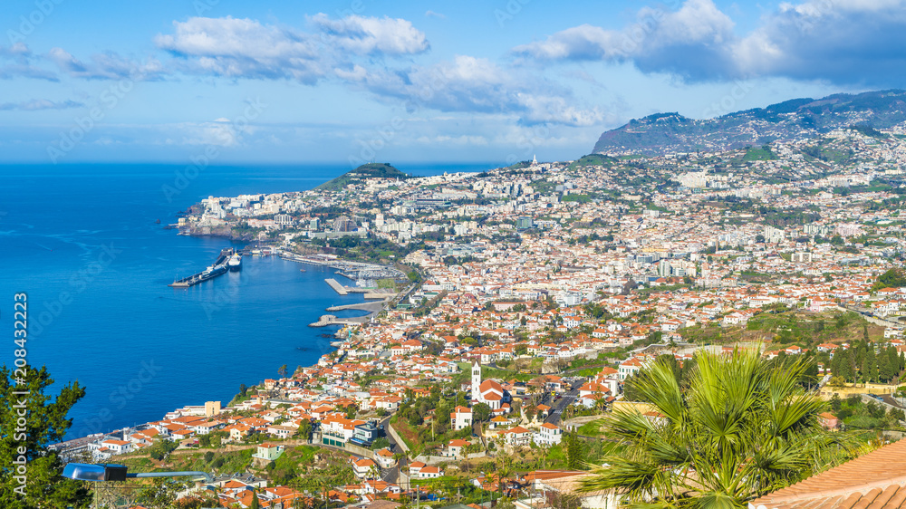 Panoramic view over Funchal, from Miradouro das Neves viewpoint, Madeira island, Portuga