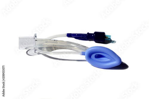 Children Laryngeal mask airway for emergency medical help isolated on a white background photo