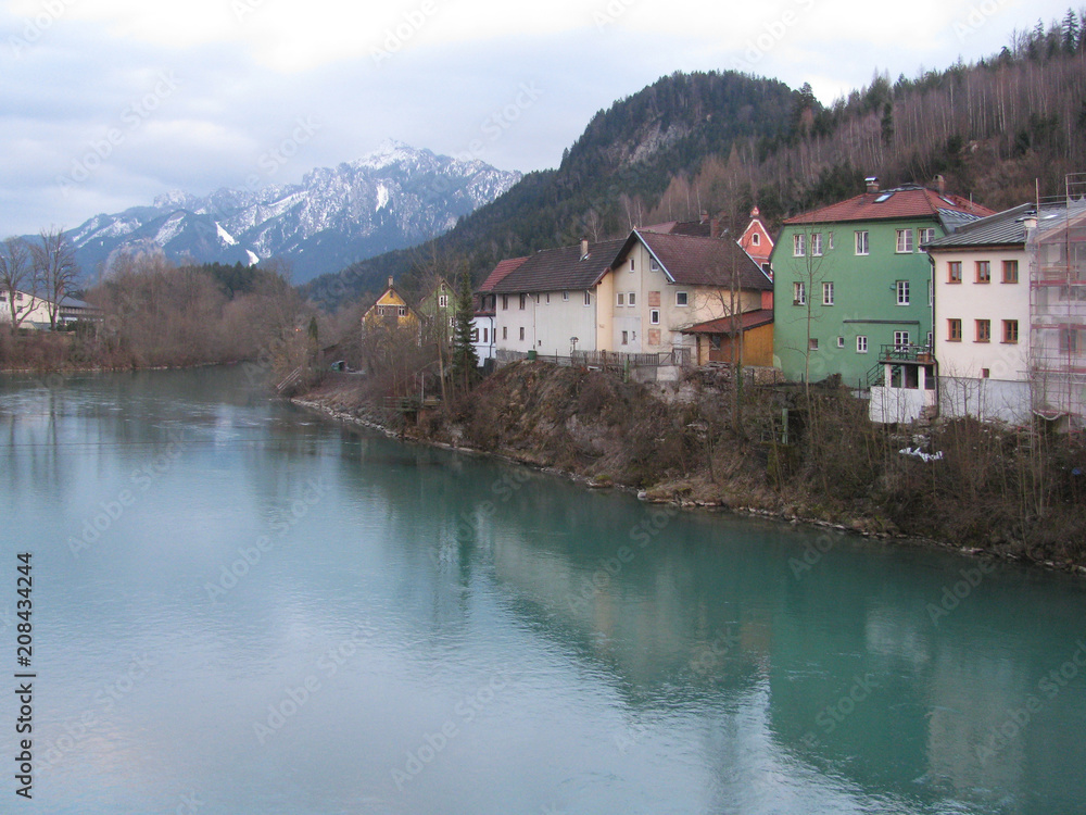 Naklejka premium The beauty of the old and domestic architecture of the small German town of Fussen