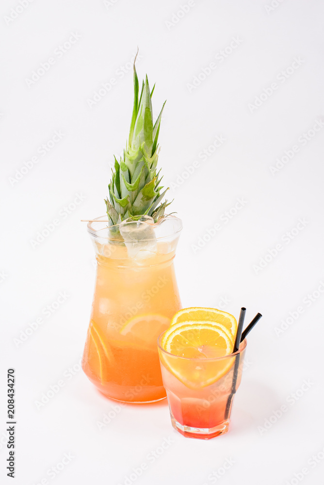 orange cocktail sunrise in glass white background orange cocktail sunrise in glass white background