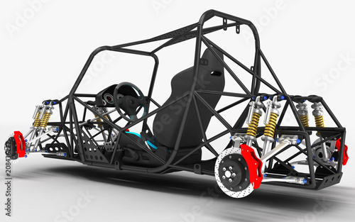 Obraz na plátně The frame frame of the sports car is a buggy with the basic design elements of the suspension and the pilot's seat