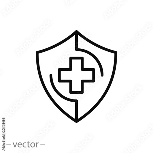 Medical shield with cross icon vector