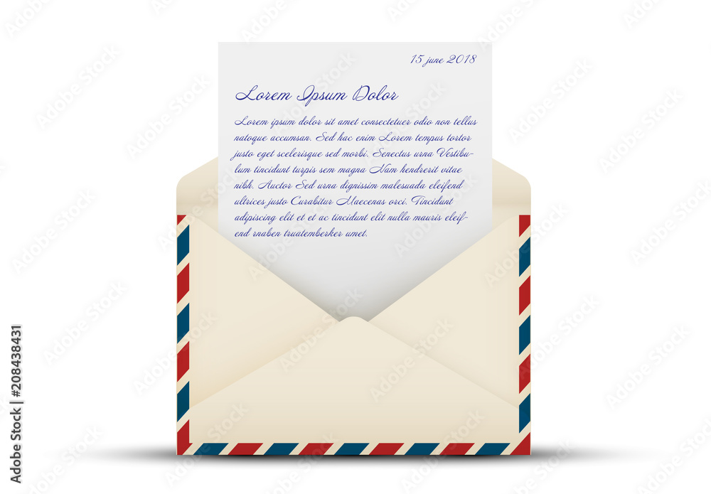 Open Letter Air Mail Envelope Layout Stock Template | Adobe Stock