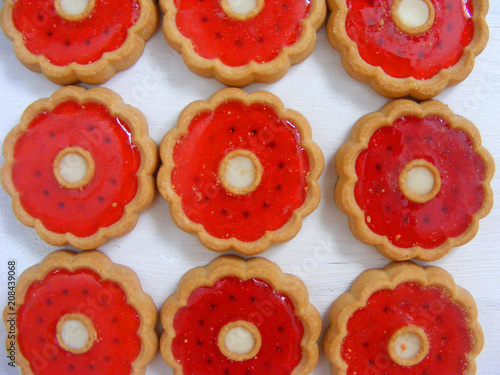 cookies with red jelly close up