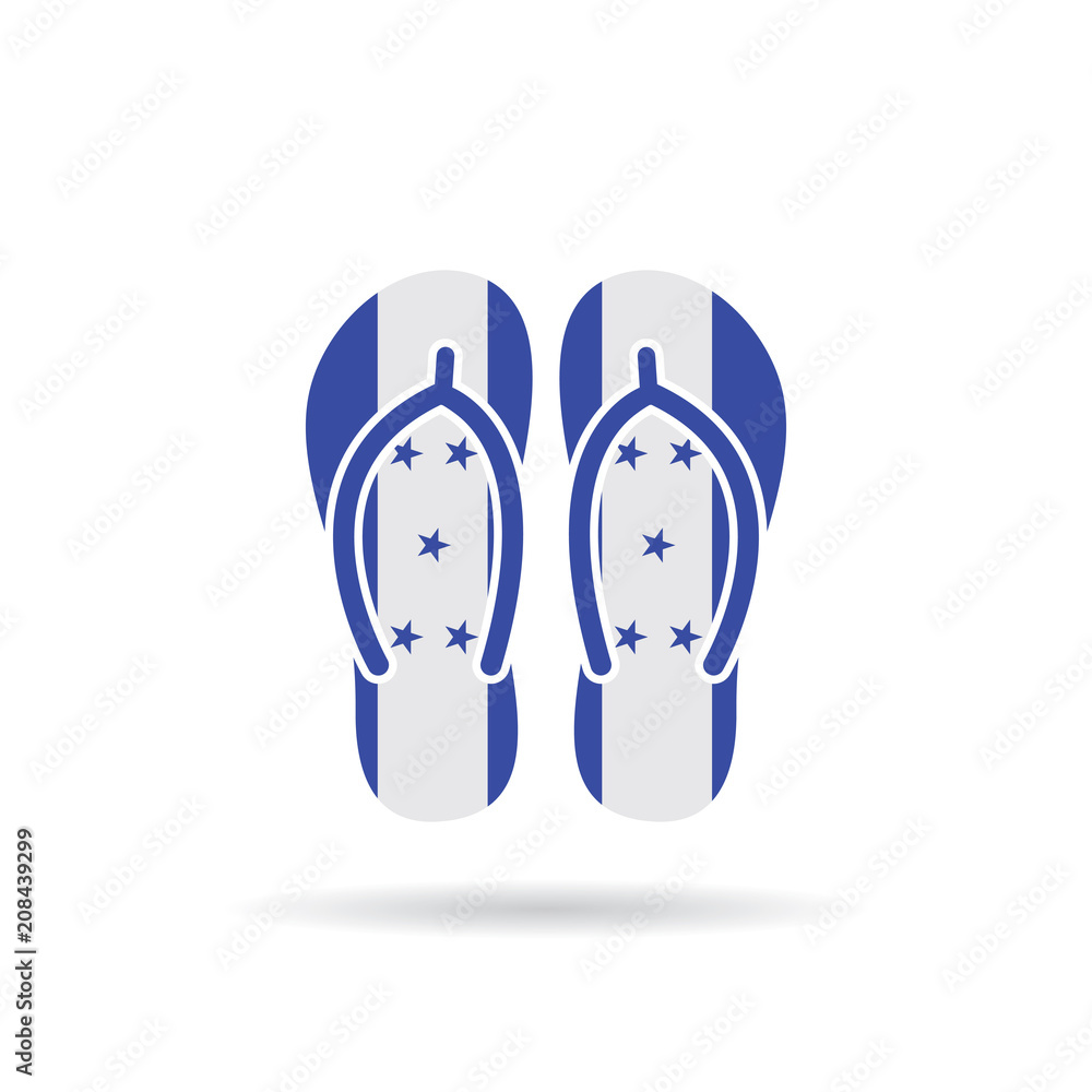 Honduras flag flip flop sandals icon on a white background. Honduras flag flip flop sandals icon on a white background.