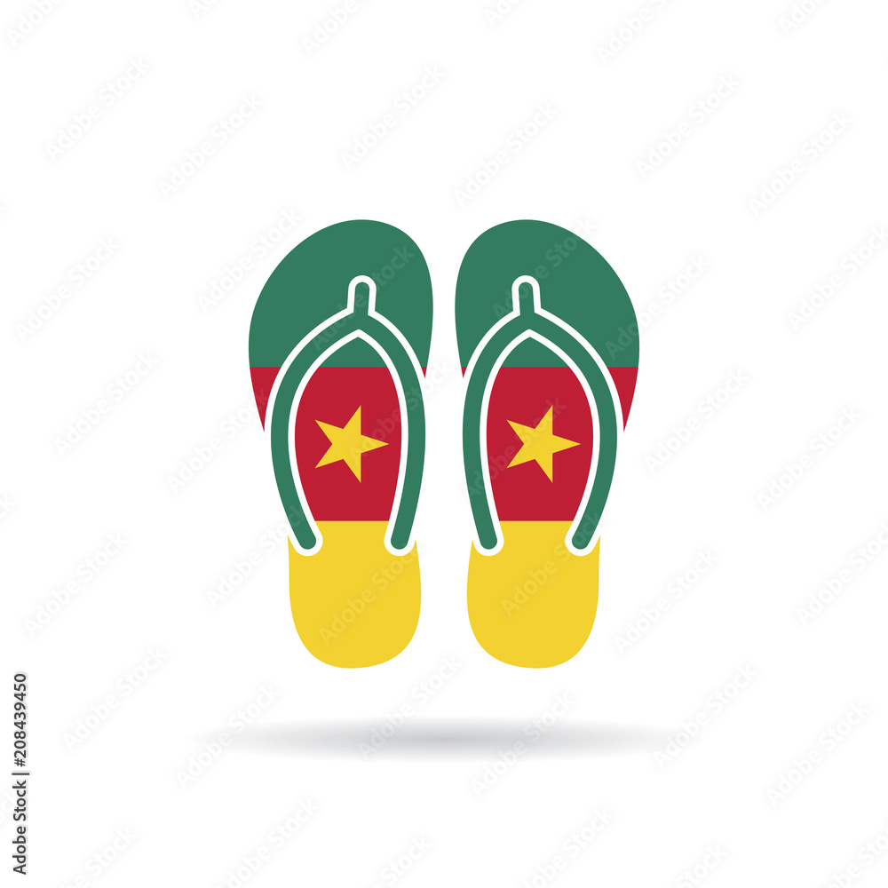 Senegal flag flip flop sandals icon on a white background. Senegal flag flip flop sandals icon on a white background.