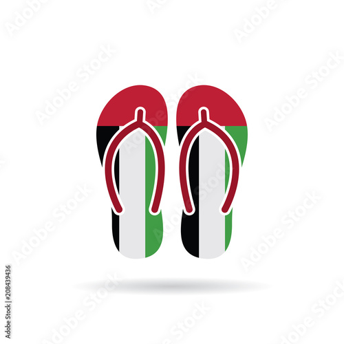 United Arab Emirates flag flip flop sandals icon on a white background.