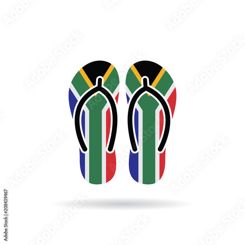 South Africa flag flip flop sandals icon on a white background.