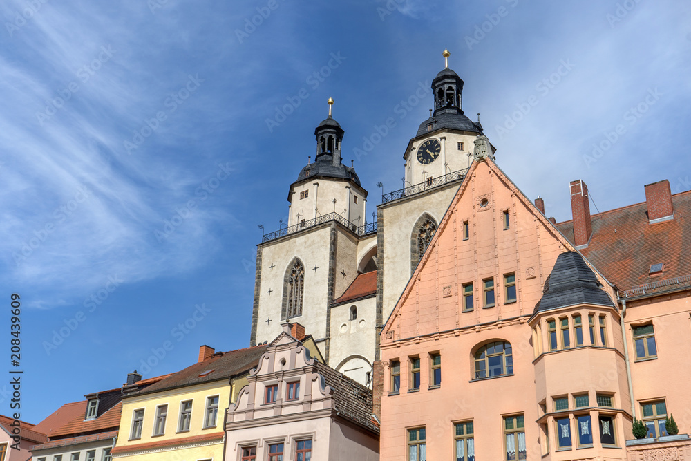 Renaissance houses on the market square in Wittenberg
