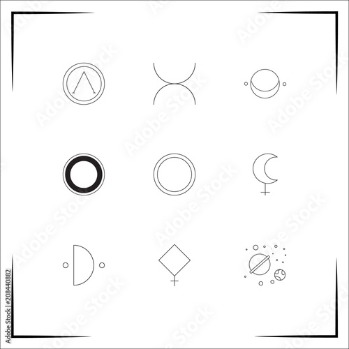 Astrology vector icons set. Outlined linear icons