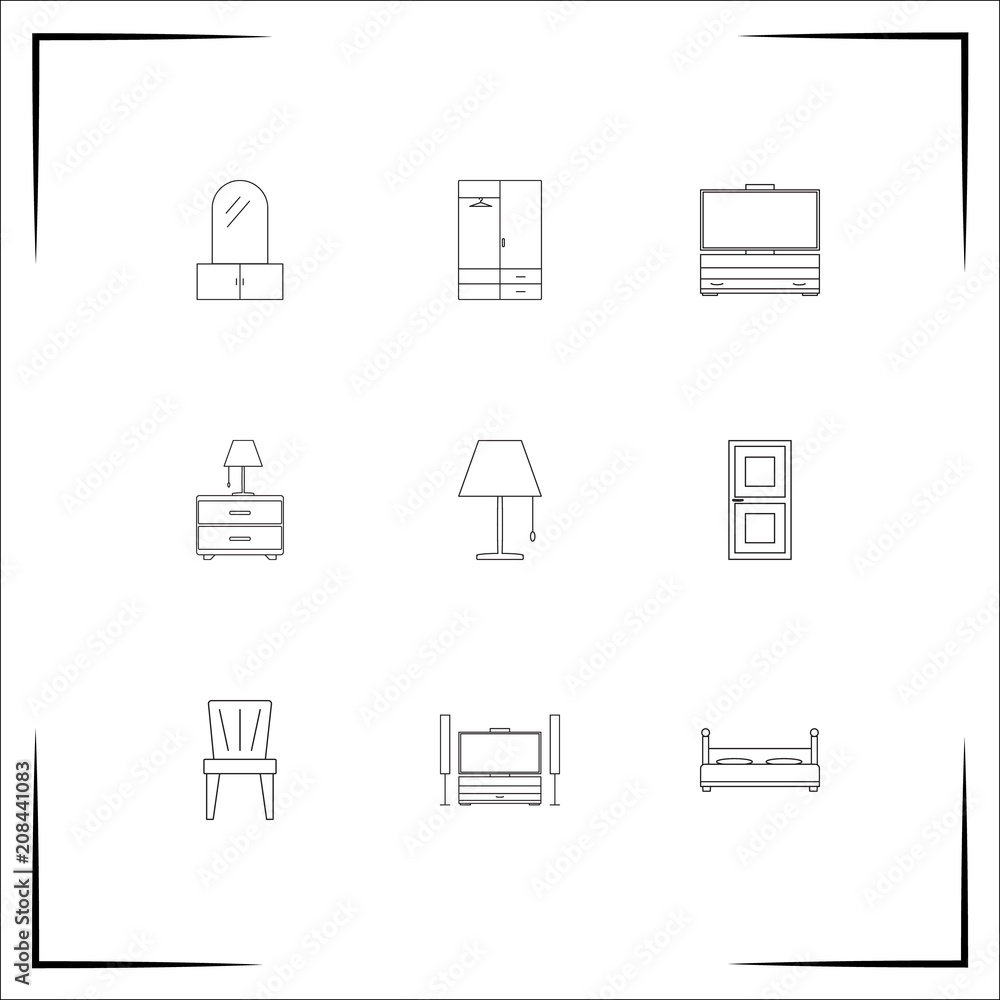Furniture vector icons set. Outlined linear icons Furniture vector icons set. Outlined linear icons