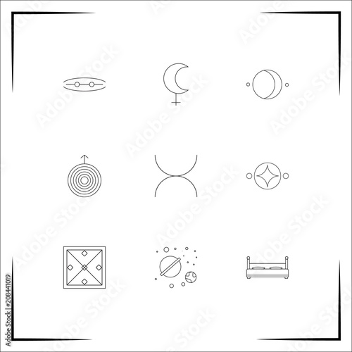 Astrology vector icons set. Outlined linear icons