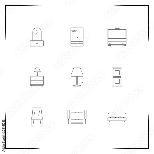 Furniture vector icons set. Outlined linear icons