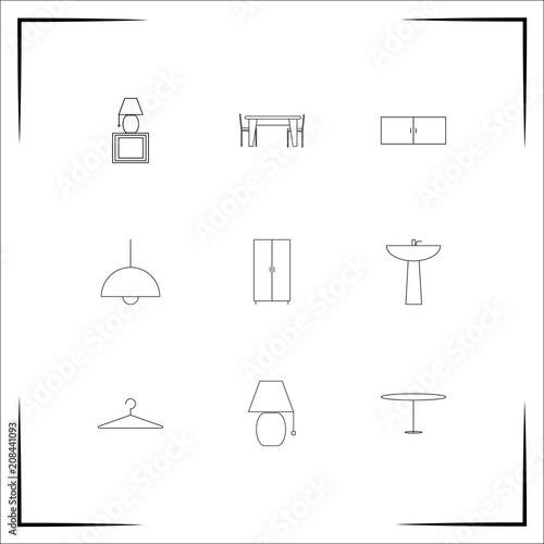 Furniture vector icons set. Outlined linear icons