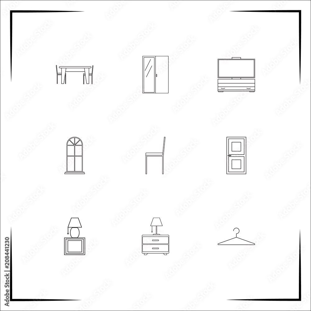 Furniture vector icons set. Outlined linear icons Furniture vector icons set. Outlined linear icons