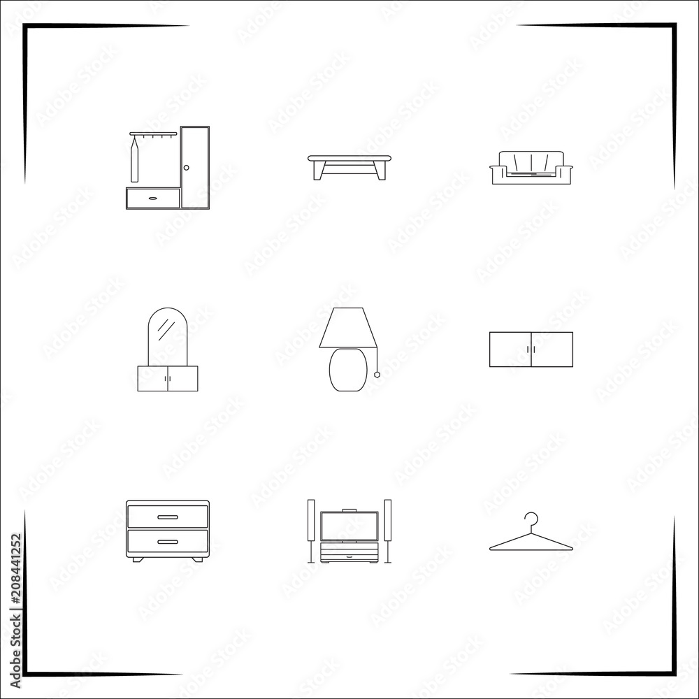 Furniture vector icons set. Outlined linear icons Furniture vector icons set. Outlined linear icons