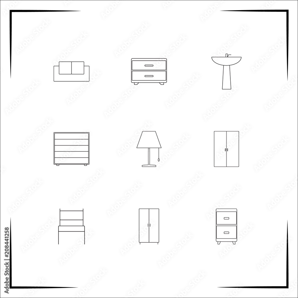 Furniture vector icons set. Outlined linear icons Furniture vector icons set. Outlined linear icons
