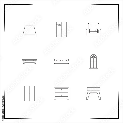 Furniture vector icons set. Outlined linear icons © Birgul