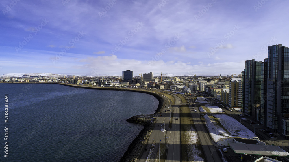 Reykjavik aerial in spring