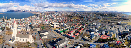 Aerial panorama of Reykjavik