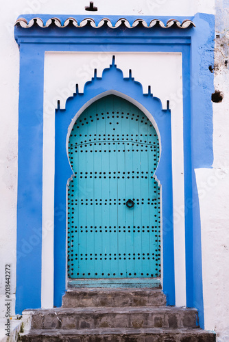 Blue Door and Stone Wall, Medina, Chefchaouen, Morocco © Matt