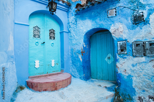 Blue Door and Stone Wall, Medina, Chefchaouen, Morocco © Matt