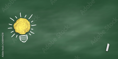 Paper ball bulb, concept idea, on chalkboard, vector format