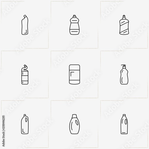 Household Chemicals line icon set with  and household chemicals