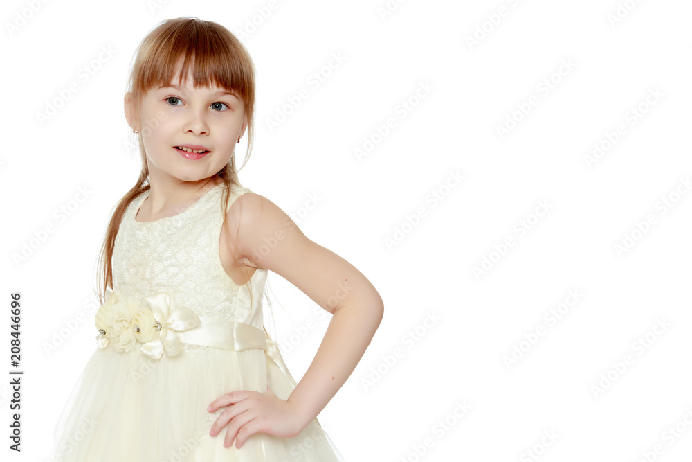 Fashionable little girl in a dress