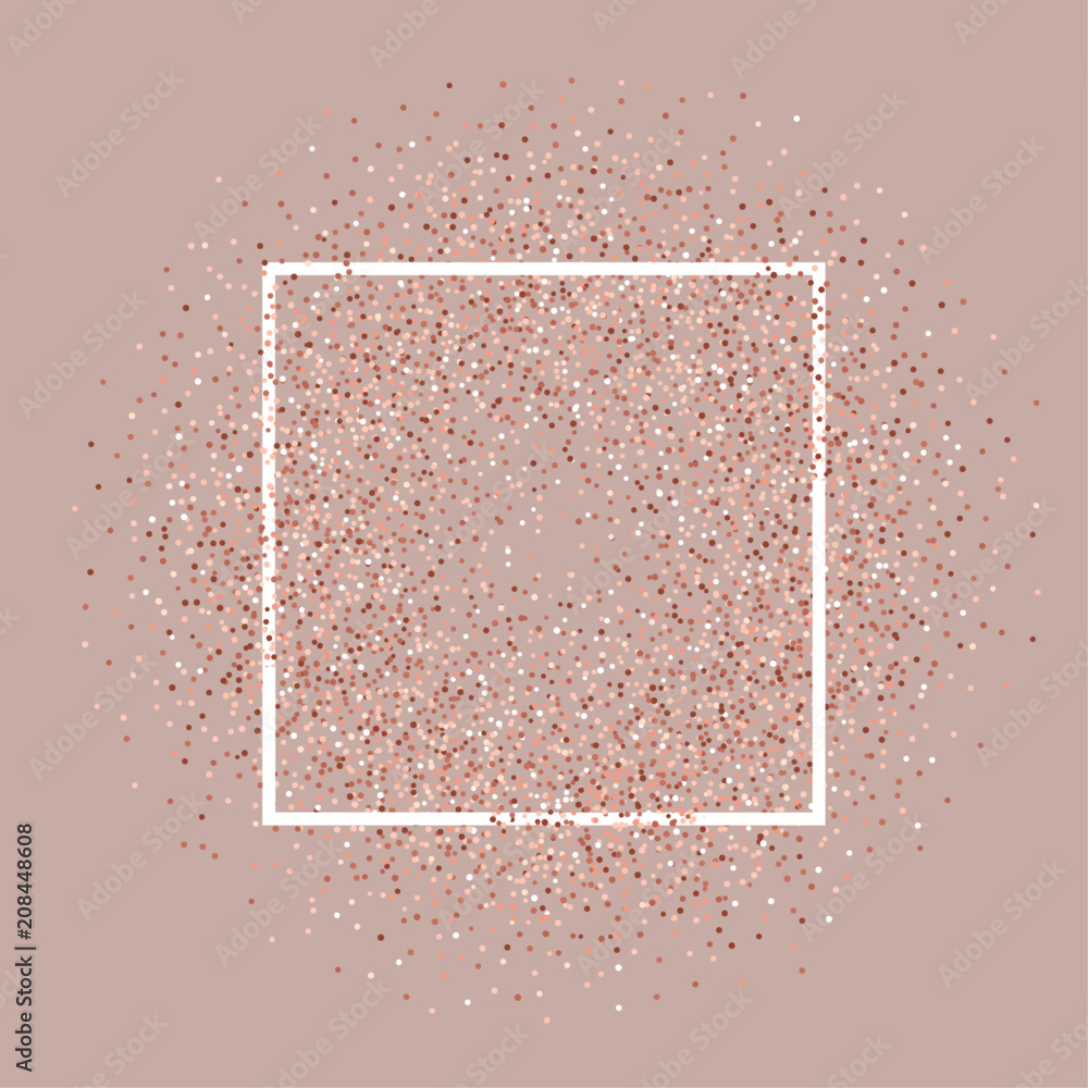 Rose gold glitter background with white frame Stock Vector | Adobe Stock