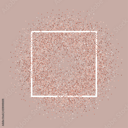 Rose gold glitter background with white frame