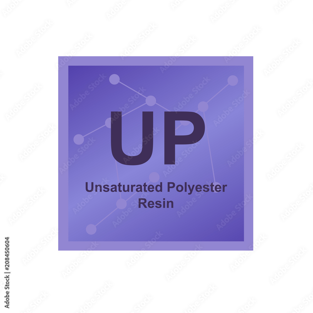 Vector symbol of Unsaturated Polyester Resin (UP) polymer on the background from connected macromolecules Vector symbol of Unsaturated Polyester Resin (UP) polymer on the background from connected macromolecules