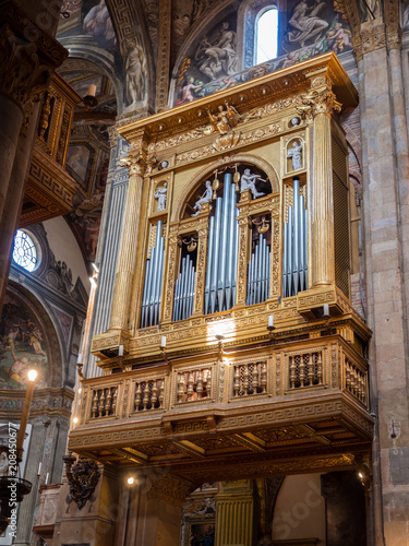 Magnificent golden and inlaid organ inside the cathedral.
