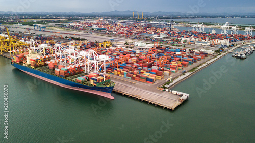 Landscape from bird eye view for Laem chabang logistic port photo