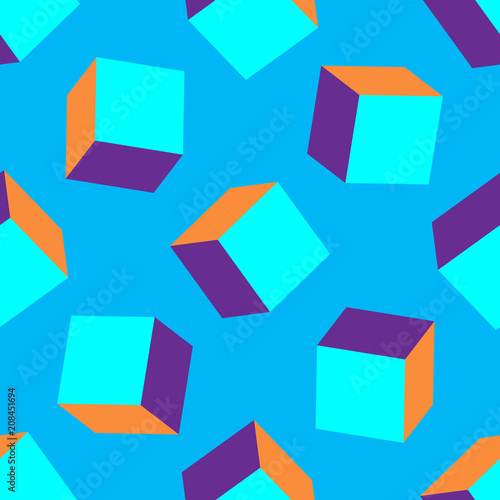 3d box background seamless vector. Illustration squares. Pattern design for banner, poster, flyer, cover, brochure