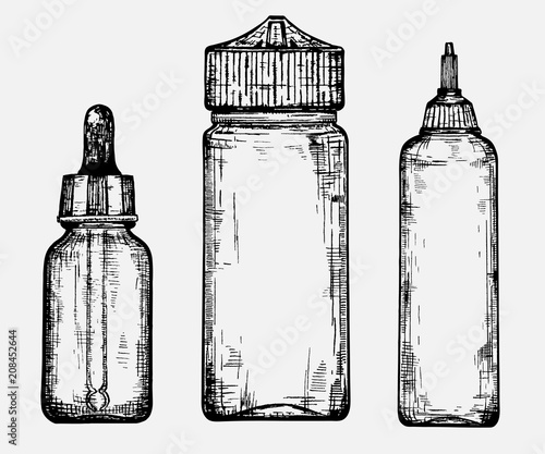 A sketch of different bottles