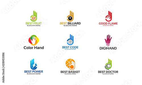 Variation of Best Hand Gesture logo template vector, OK logo template