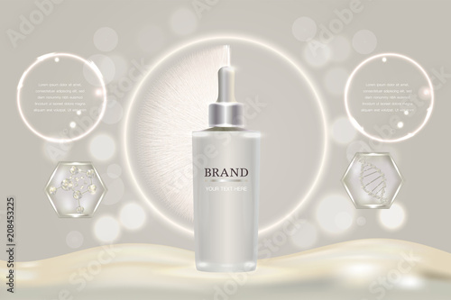 Beauty product, white cosmetic container with advertising background ready to use, luxury skin care ad, vector illustration.	