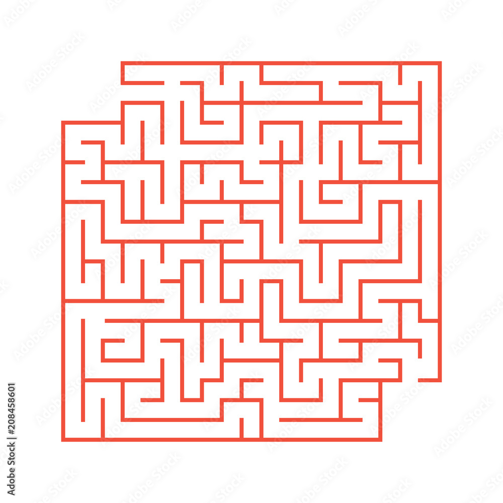 A colored abstract square maze with an entrance and an exit. Simple flat vector illustration isolated on white background. With a place for your drawings A colored abstract square maze with an entrance and an exit. Simple flat vector illustration isolated on white background. With a place for your drawings