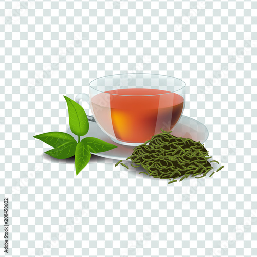 Vector illustration in realism style about green or herbal tea