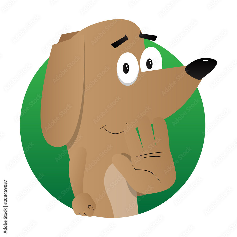 Obraz premium Cartoon illustrated dog showing deny or refuse hand gesture.