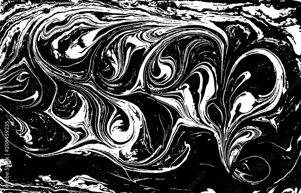 Black and white liquid texture. Hand drawn marbling illustration. Abstract vector background. Monochrome marble pattern. Black and white liquid texture. Hand drawn marbling illustration. Abstract vector background. Monochrome marble pattern.