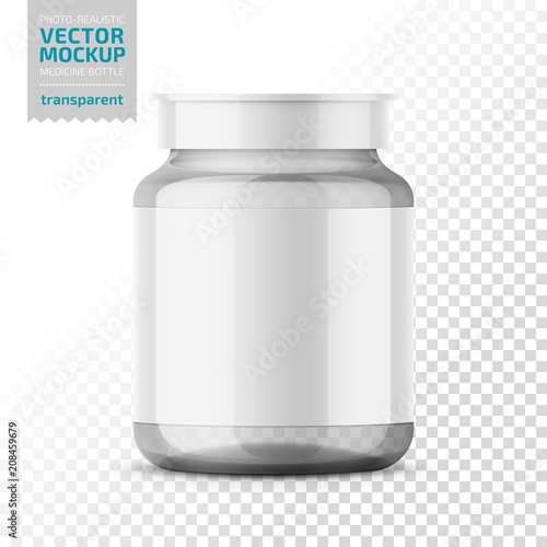 Clear glass medicine bottle template.