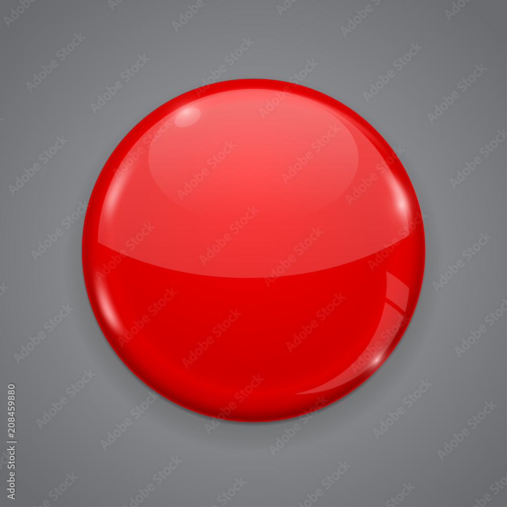 Red web button on gray background. Round 3d icon