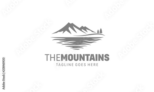Mountain Logo - Nature Landscape Lake and Tree Vector