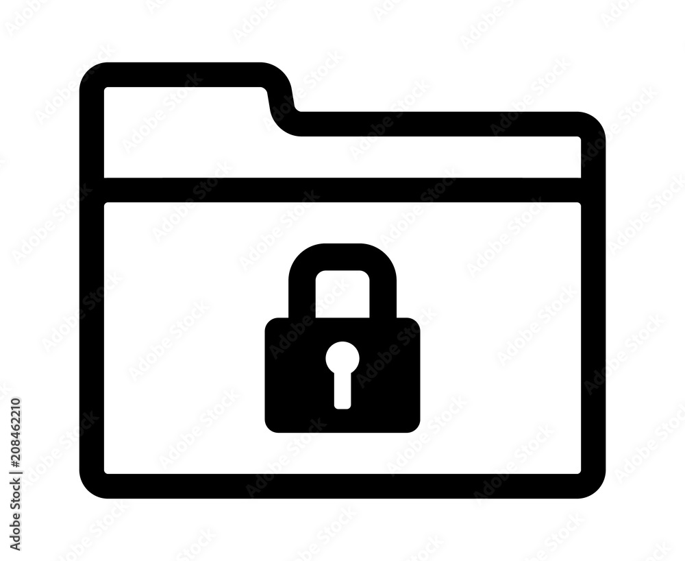 Locked or encrypted document file folder line art vector icon for apps and websites Locked or encrypted document file folder line art vector icon for apps and websites