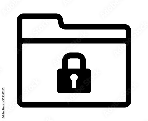 Locked or encrypted document file folder line art vector icon for apps and websites